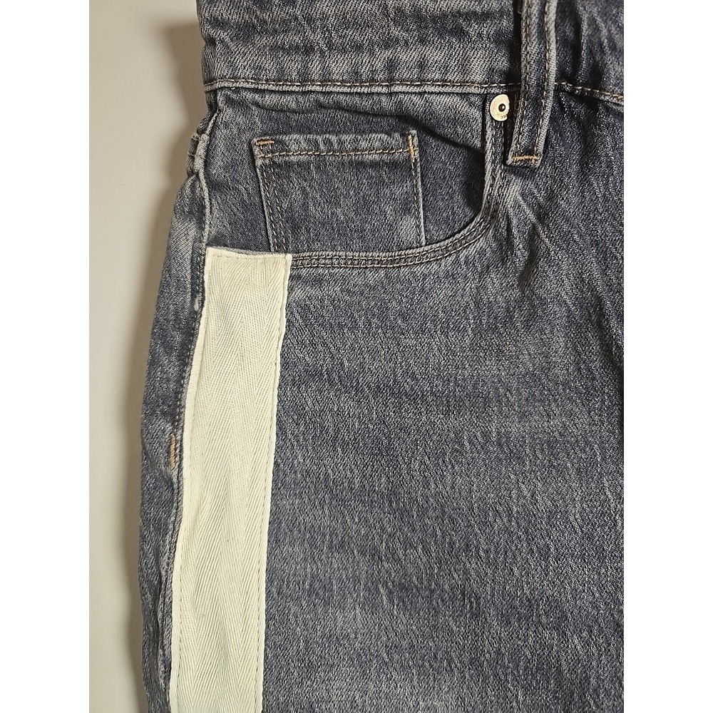 Blank‎ NYC Cooper Long Slim Straight Pant Big Fan Jean Gray White Stripe Size 28 - Picture 7 of 16